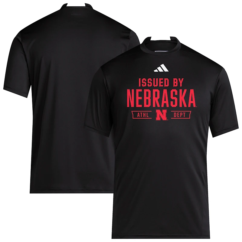 Men's adidas Black Nebraska Huskers 2025 Training Performance Team T-Shirt