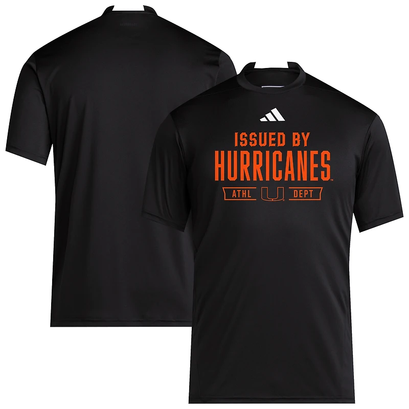 Men's adidas Black Miami Hurricanes 2025 Training Performance Team T-Shirt