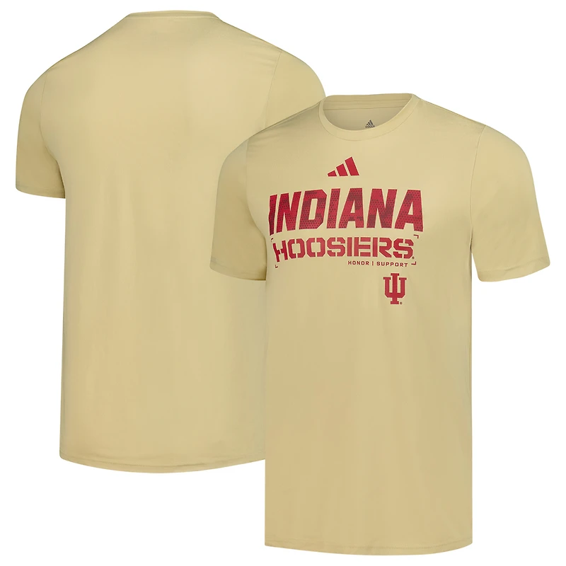 Men's adidas  Natural Indiana Hoosiers 2025 Military Appreciation Pre-Game AEROREADY T-Shirt