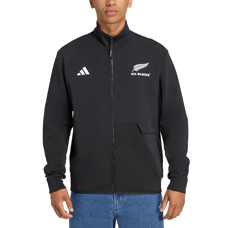 Men's adidas Black New Zealand Rugby / Anthem Full-Zip Jacket