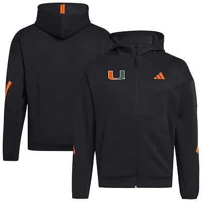 Men's adidas Black Miami Hurricanes Z.N.E. Full-Zip Hoodie