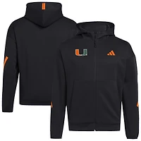 Men's adidas Black Miami Hurricanes Z.N.E. Full-Zip Hoodie