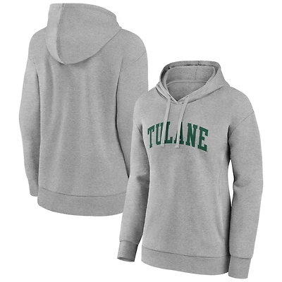 Women's Gray Tulane Green Wave Arch Pullover Hoodie