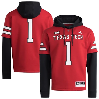 Men's adidas  Red Texas Tech Raiders Jersey Pullover Hoodie