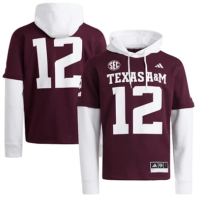 Men's adidas  Maroon Texas A&M Aggies Jersey Pullover Hoodie