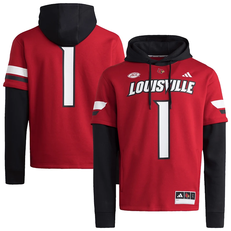 Men's adidas  Red Louisville Cardinals Jersey Pullover Hoodie
