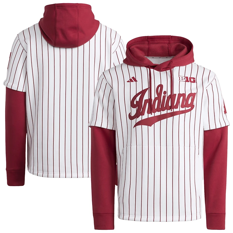 Men's adidas White/Crimson Indiana Hoosiers Baseball Jersey Hoodie