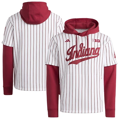 Men's adidas White/Crimson Indiana Hoosiers Baseball Jersey Hoodie