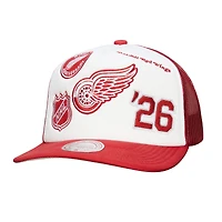 Men's Mitchell & Ness White/Red Detroit Red Wings Gridlock Trucker Adjustable Hat