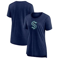 Women's Deep Sea Blue Seattle Kraken Slow Whistle Tri-Blend T-Shirt