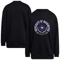 Women's adidas Black Washington Huskies Oversized Crewneck Pullover