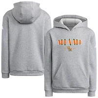 Youth adidas Heather Gray Miami Hurricanes Puffed Out Pullover Hoodie