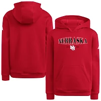 Youth adidas Scarlet Nebraska Huskers Puffed Out Pullover Hoodie