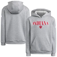 Youth adidas Heather Gray Indiana Hoosiers Puffed Out Pullover Hoodie