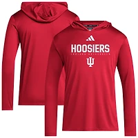 Men's adidas Crimson Indiana Hoosiers 2025 AEROREADY Sideline Training Long Sleeve Hooded T-Shirt