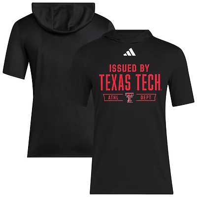 Men's adidas Black Texas Tech Red Raiders 2025 AREOREADY Sideline Training Hooded T-Shirt