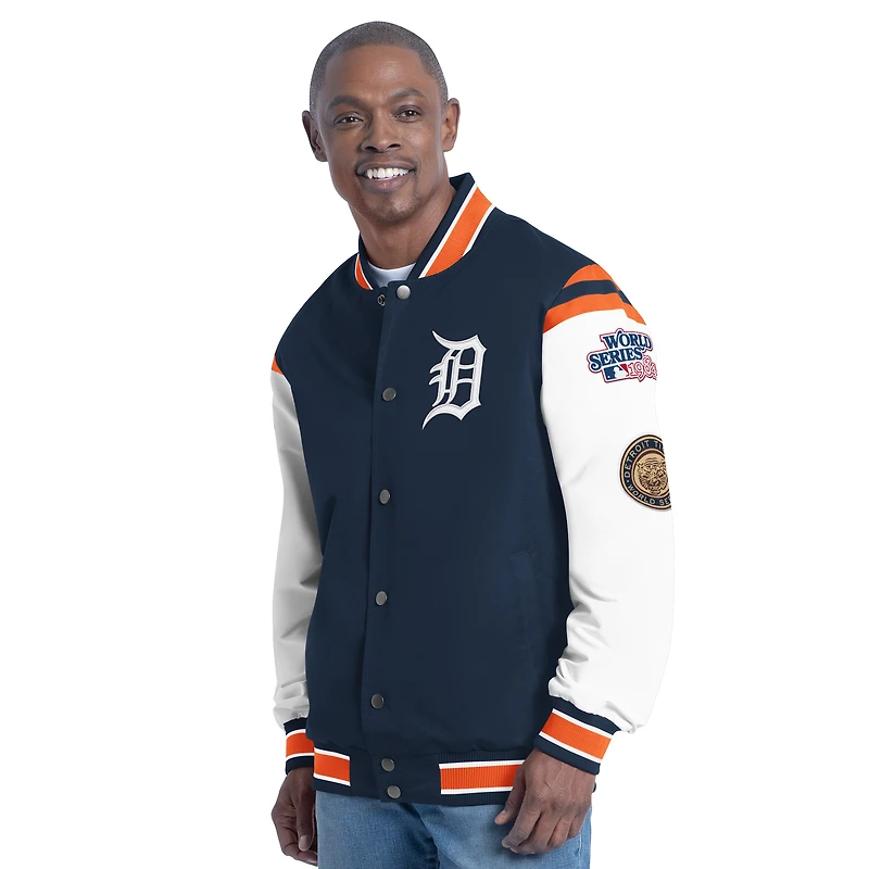 Men's G-III Sports by Carl Banks  Navy Detroit Tigers Recruit Commemorative Full-Snap Varsity Jacket