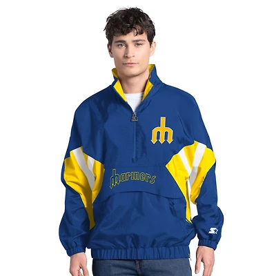 Men's Starter  Royal Seattle Mariners Cooperstown Chief Half-Zip Pullover