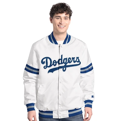 Men's Starter  White Los Angeles Dodgers Cooperstown Scout Full-Snap Varsity Jacket
