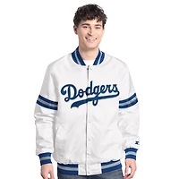 Men's Starter  White Los Angeles Dodgers Cooperstown Scout Full-Snap Varsity Jacket