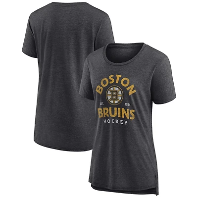 Women's Gray Boston Bruins Vintage Arch Tri-Blend T-Shirt