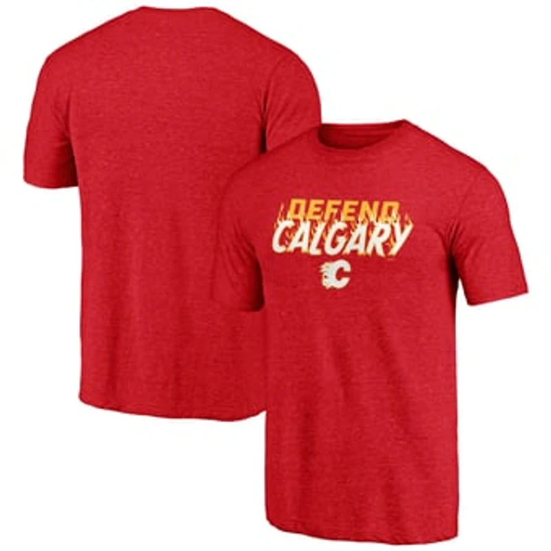 Men's  Red Calgary Flames Shoot to Score Tri-Blend T-Shirt