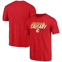 Men's  Red Calgary Flames Shoot to Score Tri-Blend T-Shirt