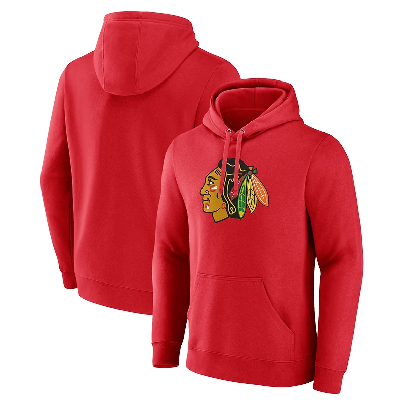 Men's Red Chicago Blackhawks Primary Logo Pullover Hoodie