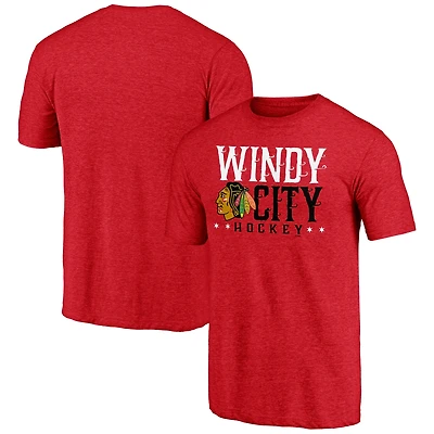 Men's Red Chicago Blackhawks Shoot to Score Tri-Blend T-Shirt