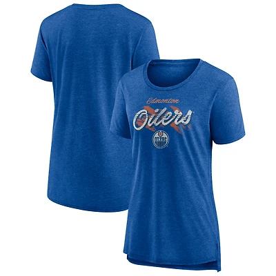 Women's Royal Edmonton Oilers Hit the Ice Tri-Blend T-Shirt
