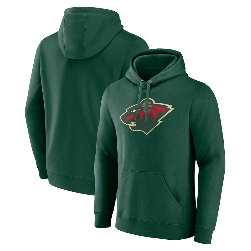Men's Green Minnesota Wild Primary Logo Pullover Hoodie
