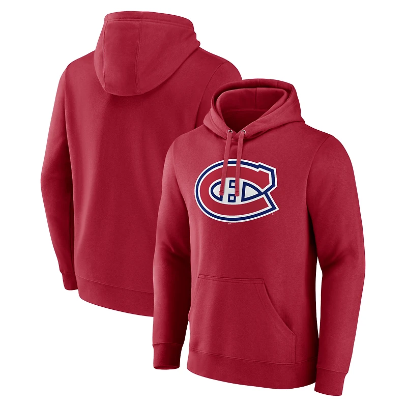 Men's Red Montreal Canadiens Primary Logo Pullover Hoodie