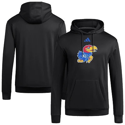 Men's adidas  Black Kansas Jayhawks Locker Logo Fleece Pullover Hoodie