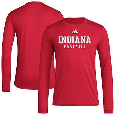 Men's adidas  Crimson Indiana Hoosiers Locker Practice Football Pre-Game Long Sleeve T-Shirt