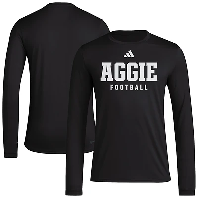 Men's adidas  Black Texas A&M Aggies Locker Practice Football Pre-Game Long Sleeve T-Shirt