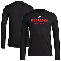 Men's adidas  Black Nebraska Huskers Locker Practice Football Pre-Game Long Sleeve T-Shirt