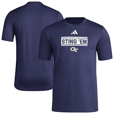 Men's adidas  Navy Georgia Tech Yellow Jackets Locker Slogan Pre-Game T-Shirt