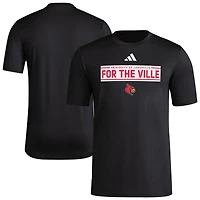 Men's adidas  Black Louisville Cardinals Locker Slogan Pre-Game T-Shirt