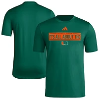 Men's adidas  Green Miami Hurricanes Locker Slogan Pre-Game T-Shirt