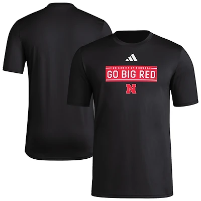 Men's adidas  Black Nebraska Huskers Locker Slogan Pre-Game T-Shirt