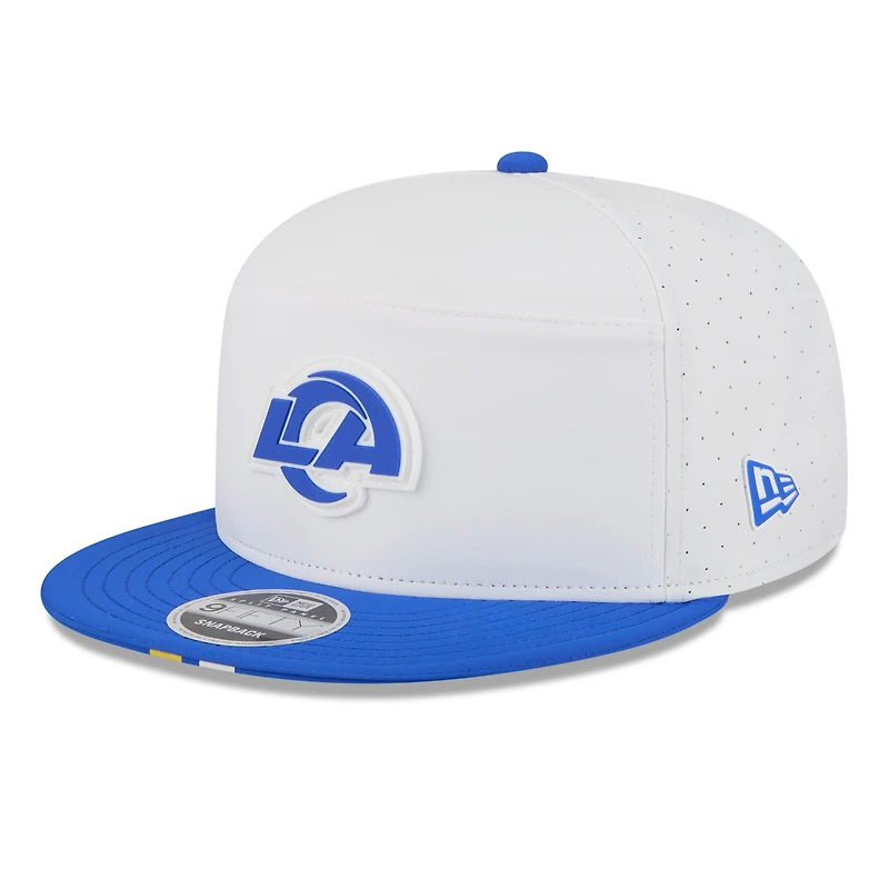 Men's New Era White/Royal Los Angeles Rams 2025 NFL Training Camp Split Panel 9FIFTY Snapback Hat
