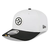 Men's New Era  White/Black Pittsburgh Steelers 2025 NFL Training Camp 9SEVENTY Adjustable Hat
