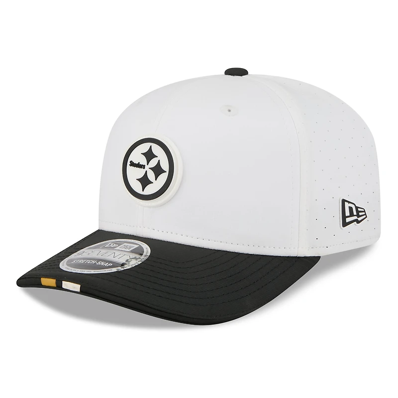 Men's New Era  White/Black Pittsburgh Steelers 2025 NFL Training Camp 9SEVENTY Adjustable Hat