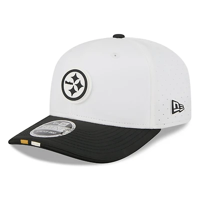 Men's New Era  White/Black Pittsburgh Steelers 2025 NFL Training Camp 9SEVENTY Adjustable Hat