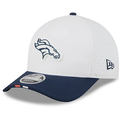 Men's New Era  White/Navy Denver Broncos 2025 NFL Training Camp A-Frame 9FORTY Adjustable Hat