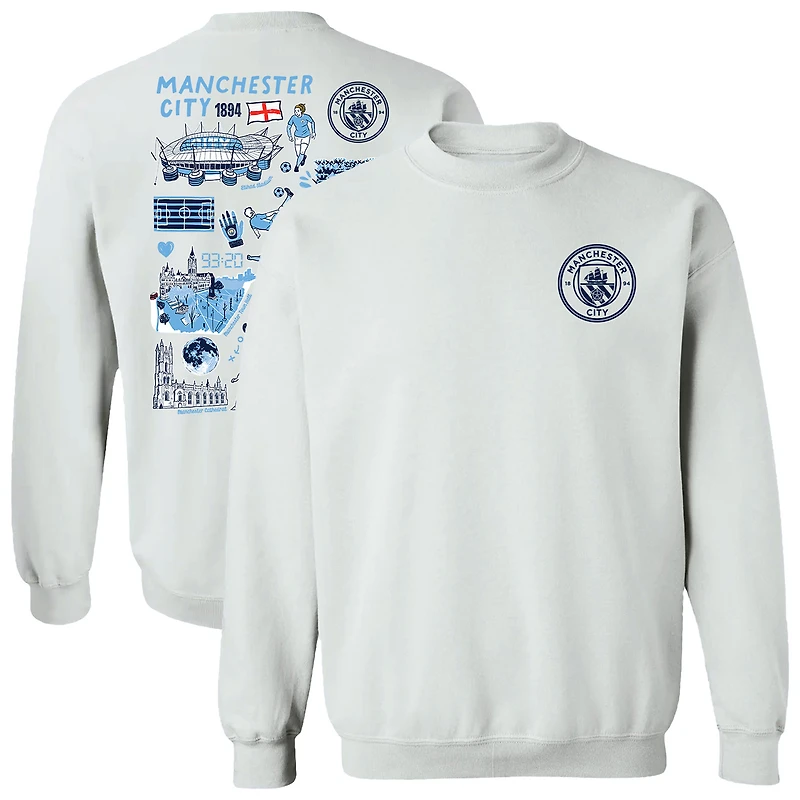 Women's Vive La Fete  White Manchester City Impressions Artwork Pullover Sweatshirt