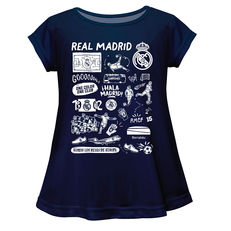 Girls Infant Vive La Fete  Navy Real Madrid Impressions Artwork A-Line Top