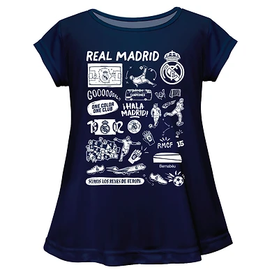 Girls Infant Vive La Fete Navy Real Madrid Impressions Artwork A-Line Top