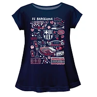 Girls Infant Vive La Fete  Navy Barcelona Impressions Artwork A-Line Top