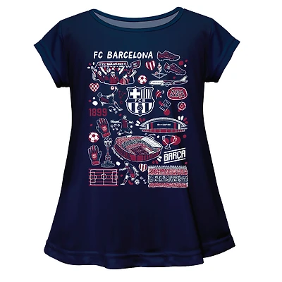 Girls Infant Vive La Fete Navy Barcelona Impressions Artwork A-Line Top